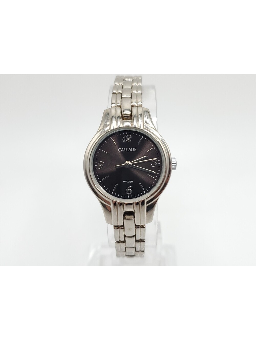 Carriage By Timex Black Dial Silver Tone Women Watch New Battery 24mm